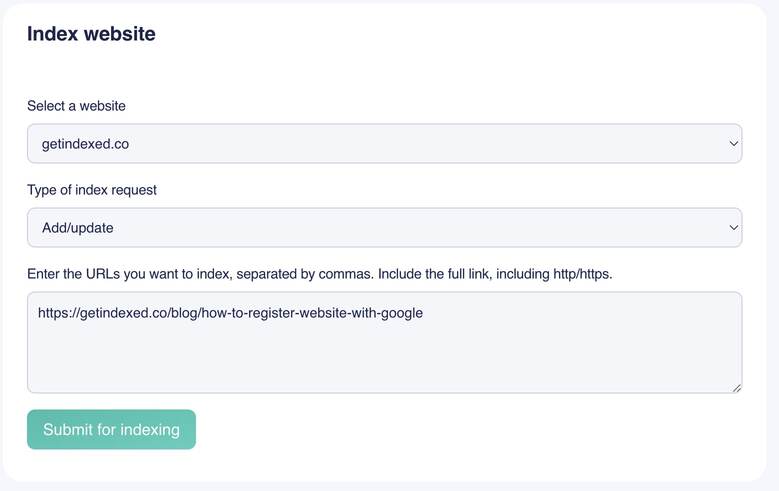 GetIndexed choose pages to index